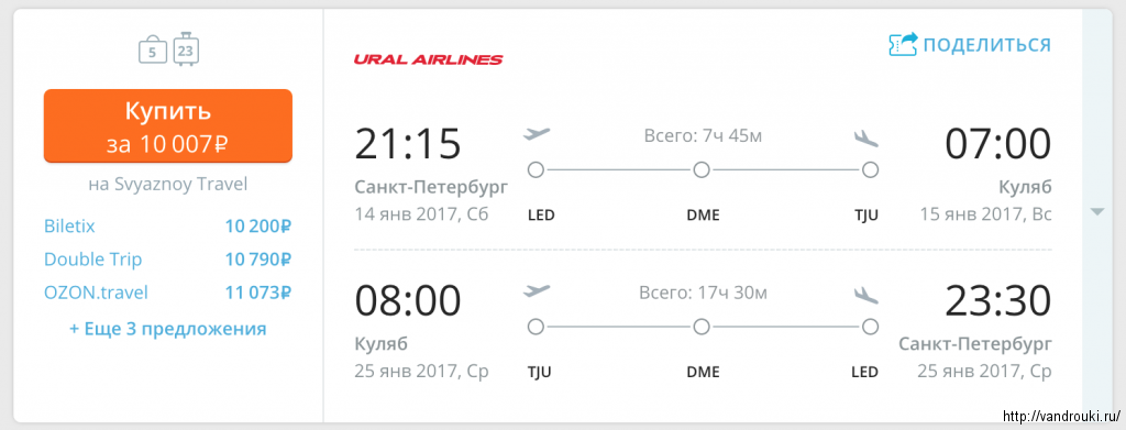 билеты на самолет санкт петербург таджикистан
